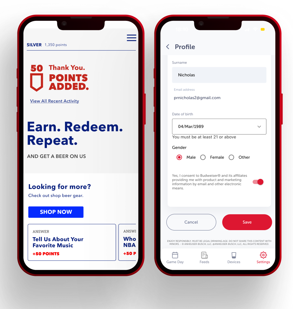 Anheuser-Busch product screens