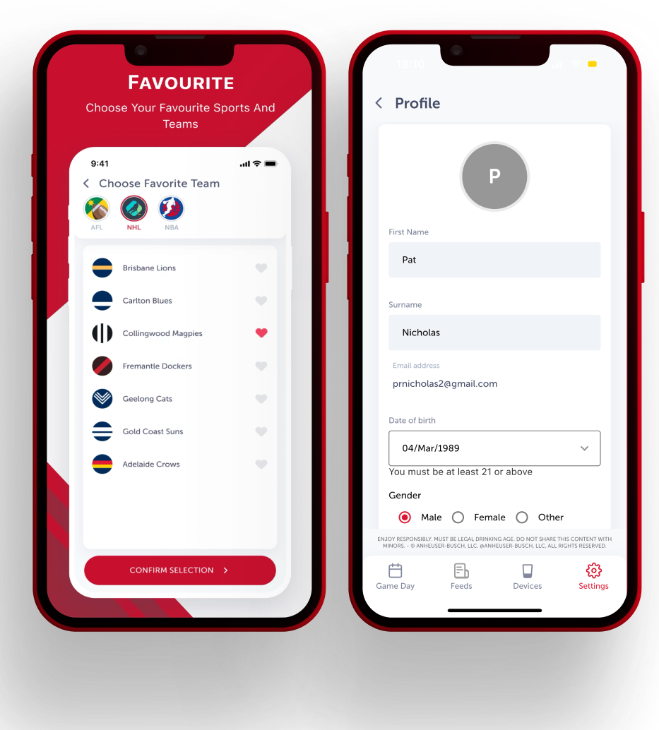 Anheuser-Busch product screens