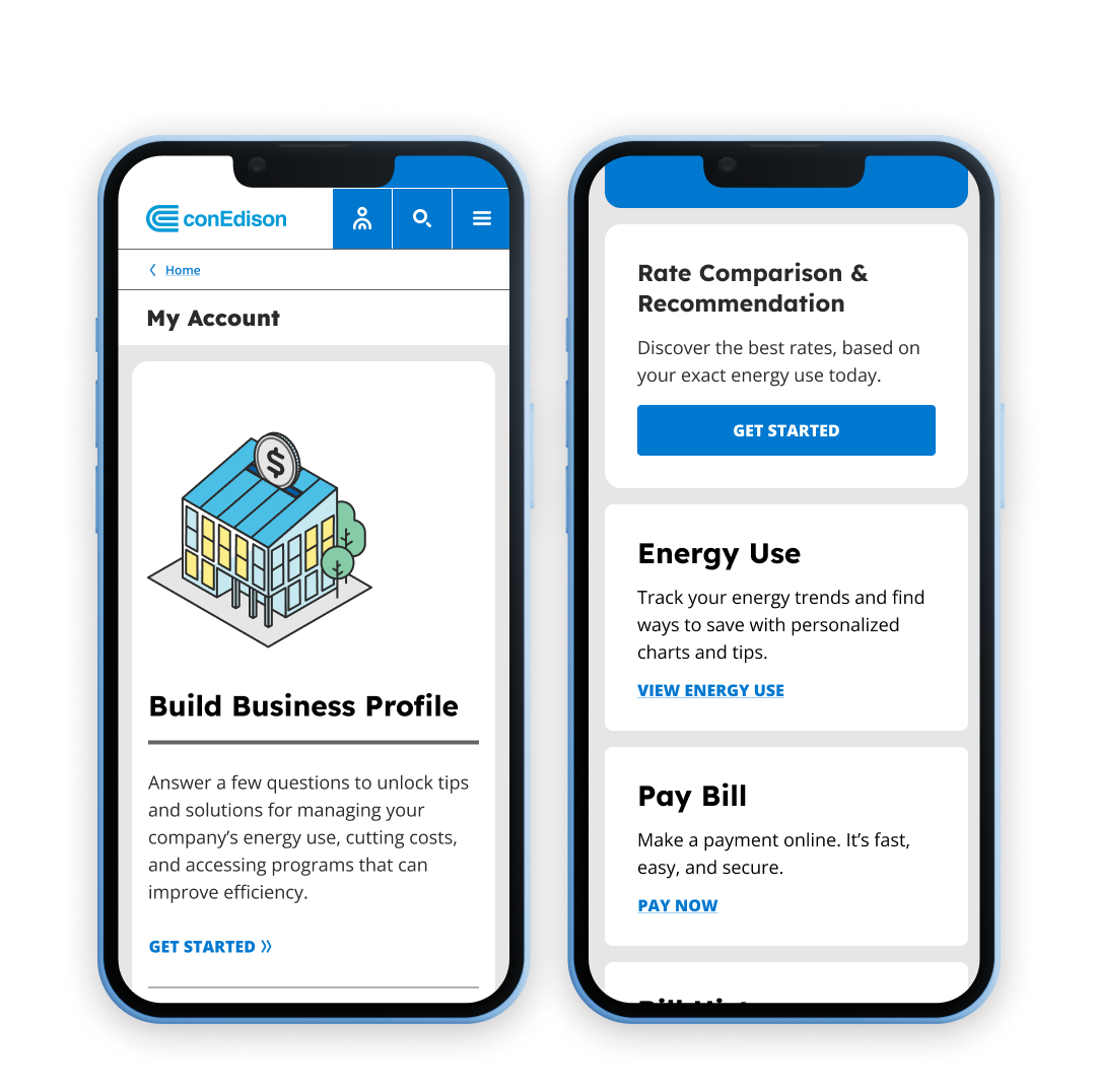 ConEdison product screens