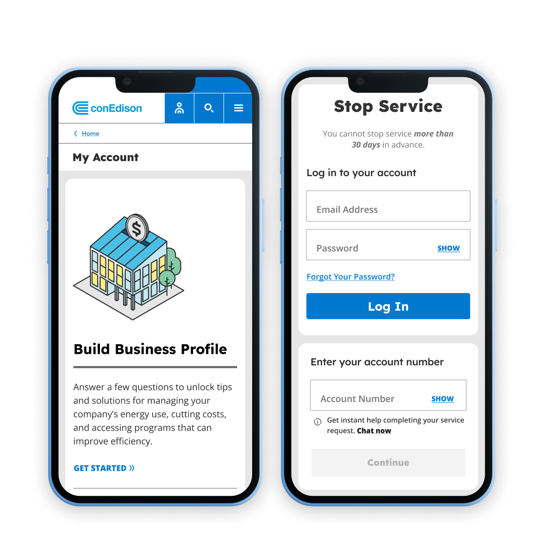 ConEdison product screens