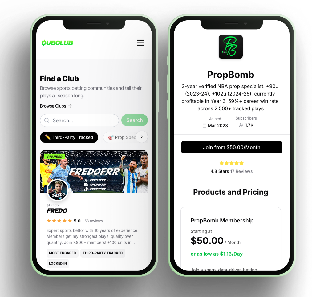 DubClub product screens